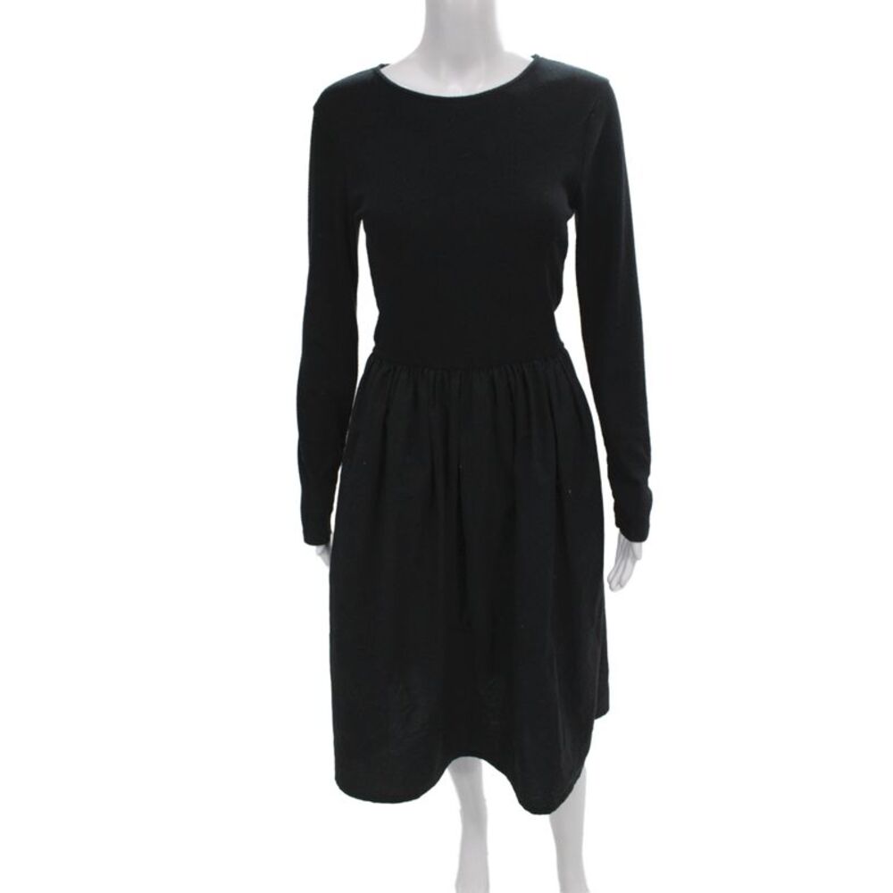 Zara Womens Fit & Flare Long Sleeve Black Dress Size M